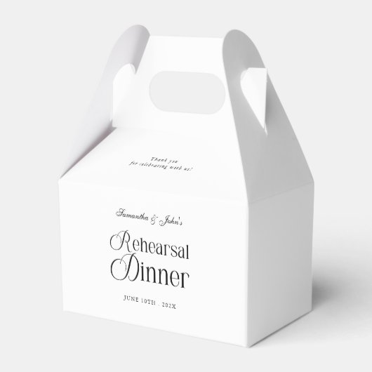 Moderne Chic Generalprobe-Dinner Danke Geschenkschachtel (Rückseite)