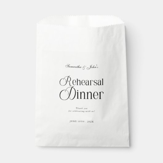 Moderne Chic Generalprobe-Dinner Danke Geschenktütchen (Vorderseite)