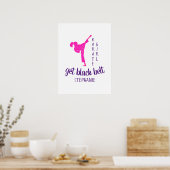Moderne Chic Girly Pink Karate Silhouette mit Name Poster (Küche)