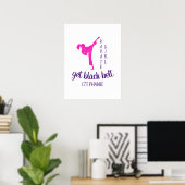 Moderne Chic Girly Pink Karate Silhouette mit Name Poster (Heimbüro)