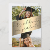 Moderne Chic Gold Metallic Foto Graduation Party Einladung (Vorderseite)