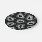 Moderne Chic Gold Schwarz-weiß Agate Geode Stones Pappteller (Schrägansicht)