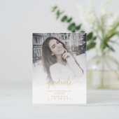Moderne Chic Gold Typografy Script Graduate School Postkarte (Stehend Vorderseite)