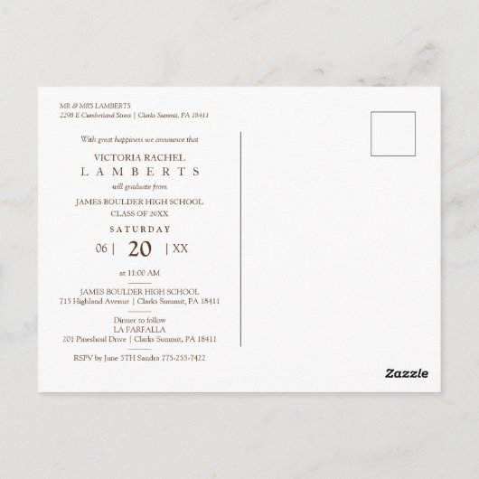 Moderne Chic Gold Typografy Script Graduate School Postkarte (Rückseite)