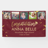 Moderne Chic Goldene Schrift Foto Collage Abschlus Banner (Horizontal)