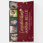 Moderne Chic Goldene Schrift Foto Collage Abschlus Banner (Vertikal)