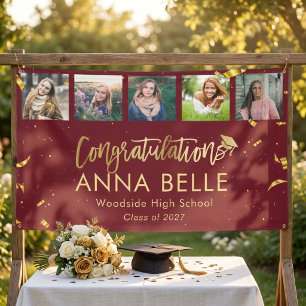 Moderne Chic Goldene Schrift Foto Collage Abschlus Banner