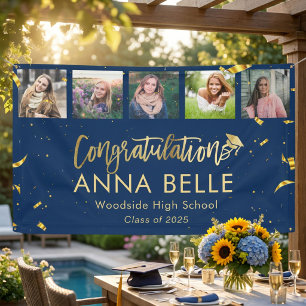 Moderne Chic Goldschrift Foto-Collage Abschluss Banner