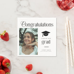Moderne Chic Gratulation Absolvent Foto Abschluss Serviette