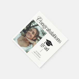 Moderne Chic Gratulation Absolvent Foto Abschluss Serviette