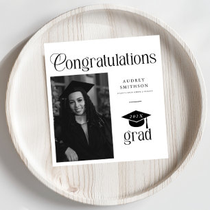 Moderne Chic Gratulation Absolvent Foto Abschluss Serviette