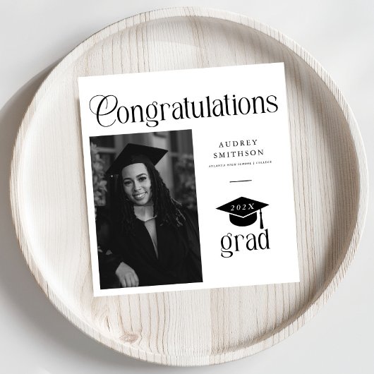 Moderne Chic Gratulation Absolvent Foto Abschluss Serviette