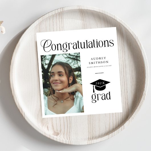 Moderne Chic Gratulation Absolvent Foto Abschluss Serviette