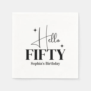 Moderne Chic Hallo Fünfzig 50. Geburtstag Benutzer Serviette