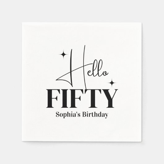 Moderne Chic Hallo Fünfzig 50. Geburtstag Benutzer Serviette (Vorderseite)