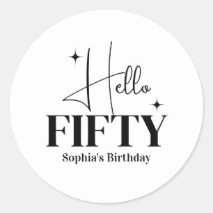 Moderne Chic Hallo Fünfzig 50. Geburtstag Custom Runder Aufkleber