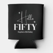 Moderne Chic Hallo Fünfzig 50. Geburtstag Schwarz Dosenkühler (Vorderseite)
