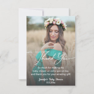 moderne chic handgeschriebene Babyparty verblasste Dankeskarte