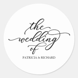 Moderne Chic Kalligrafie Die Hochzeit Von Klassisc Runder Aufkleber