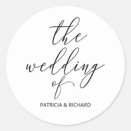 Moderne Chic-Kalligrafie - Hochzeit von Runder Aufkleber (Vorderseite)
