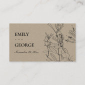 MODERNE CHIC KRAFT LINIE ZEICHNEND FLORALISCHE PLA VISITENKARTE (Rückseite)