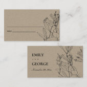 MODERNE CHIC KRAFT LINIE ZEICHNEND FLORALISCHE PLA VISITENKARTE (Vorne/Hinten)