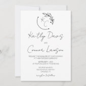 Moderne Chic Leaf Monogram Hochzeit Einladung (Vorderseite)