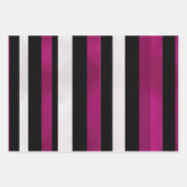Moderne Chic Magenta, Schwarz und Weiß gestreift Geschenkpapier Set (Vorderseite 3)