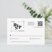 Moderne Chic Monogram Minimal Wedding RSVP Postcar (Stehend Vorderseite)