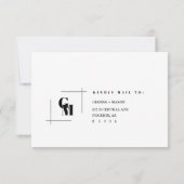 Moderne Chic Monogram Minimal Wedding RSVP Postcar (Rückseite)
