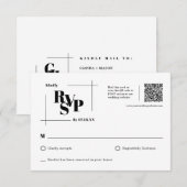Moderne Chic Monogram Minimal Wedding RSVP Postcar Karte (Vorne/Hinten)
