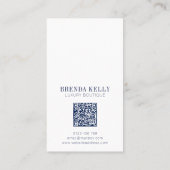 Moderne Chic Monogram Navy & White QR Code Ohrring Visitenkarte (Rückseite)