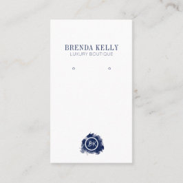 Moderne Chic Monogram Navy & White QR Code Ohrring Visitenkarte