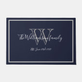 Moderne Chic Monogram Script Name Wedding Willkomm Fußmatte (Vorderseite)