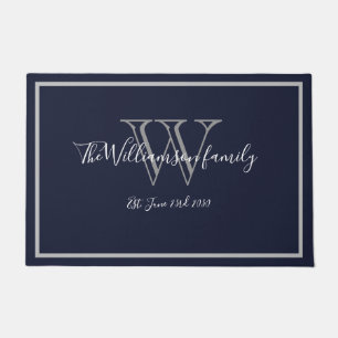 Moderne Chic Monogram Script Name Wedding Willkomm Fußmatte