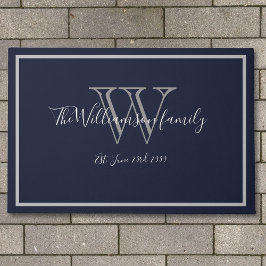Moderne Chic Monogram Script Name Wedding Willkomm Fußmatte