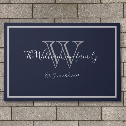 Moderne Chic Monogram Script Name Wedding Willkomm Fußmatte