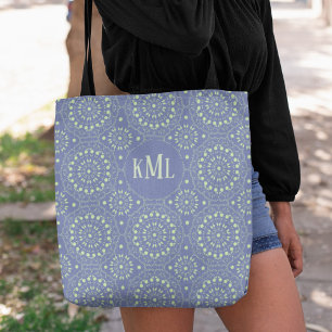 Moderne Chic Monogramm Blau Grün Tasche