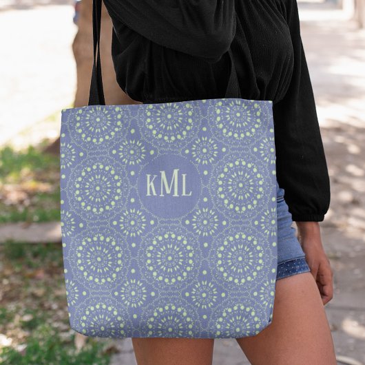 Moderne Chic Monogramm Blau Grün Tasche
