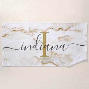 Moderne Chic Monogramm Marmor-Optik Custom Strandtuch