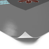 Moderne Chic Monogramm Runde Schwarz Poster (Ecke)