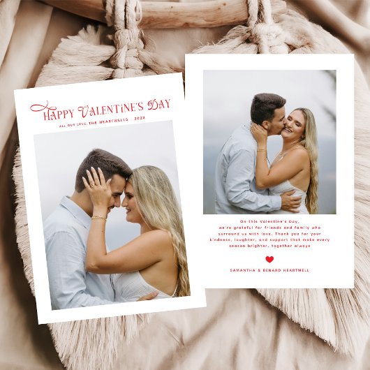 Moderne Chic Paarfotos Frohen Valentinstag Feiertagskarte