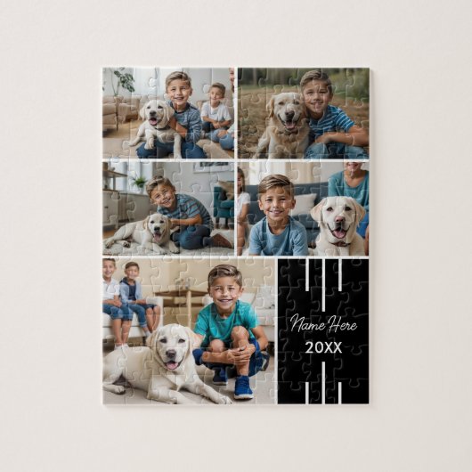 Moderne Chic Pet FotoCollage Puzzle (Vertikal)