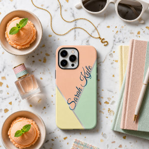 Moderne Chic Pfirsich-Rosa-Mintgelb-Individueller  iPhone 16 Pro Max Hülle