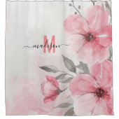 Moderne Chic Pink Monogram Funny Script Hochzeit Duschvorhang (Vorderseite)