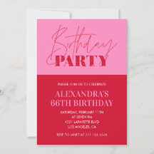 Moderne Chic Pink Typografie 66. Geburtstagsfeier