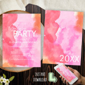 Moderne Chic Pink und Orange Graduation Party Einladung