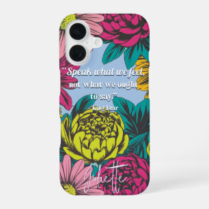 Moderne Chic Pop Art Florale Shakespeare-Zitat iPhone 16 Hülle