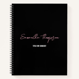 Moderne Chic Rosa Schwarz Minimalistischer Schrift Notizblock