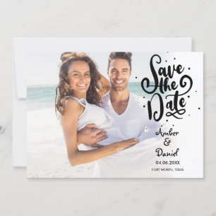 Moderne Chic-Schrift Foto Save The Date